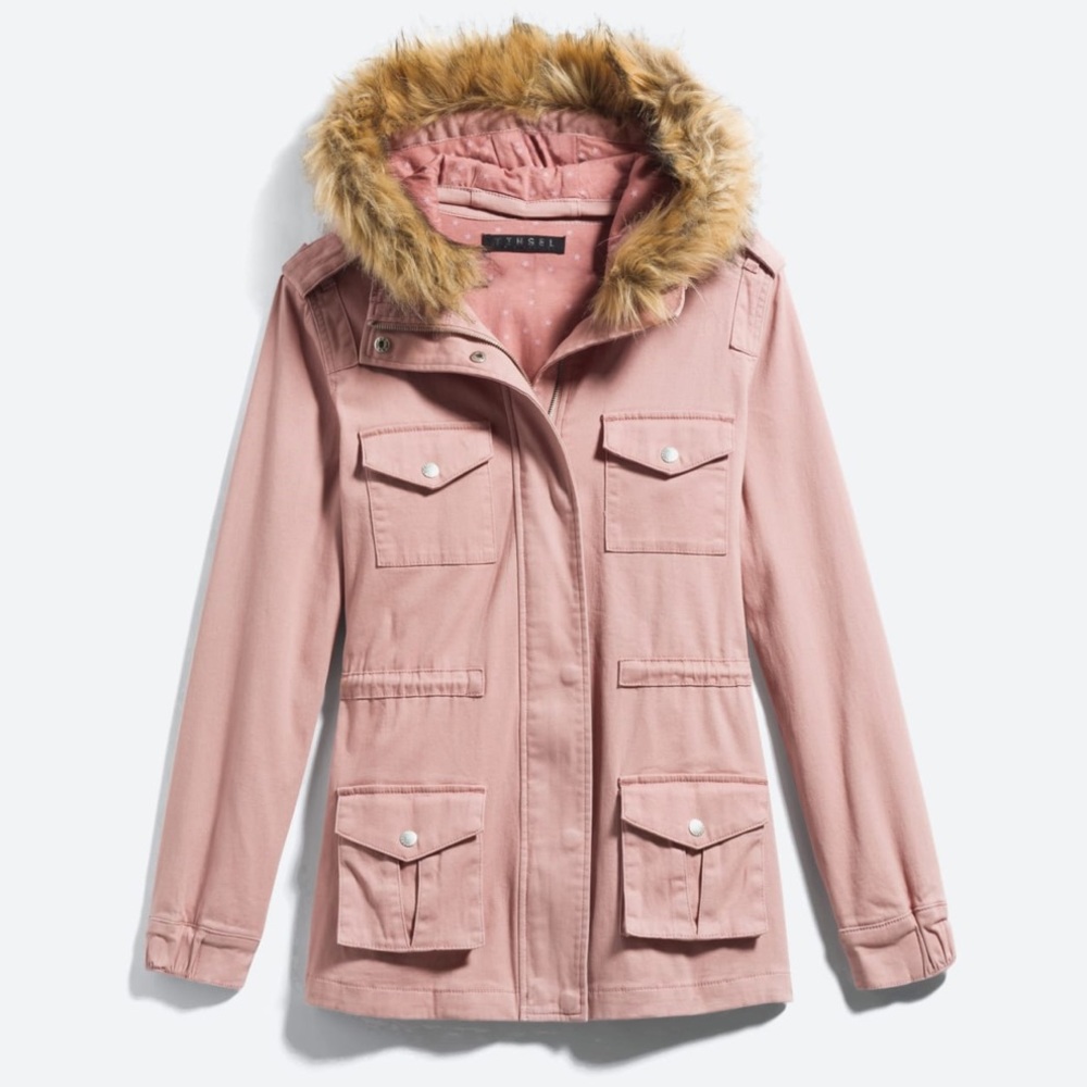 Chapleen Faux Fur Hood Cargo Jacket